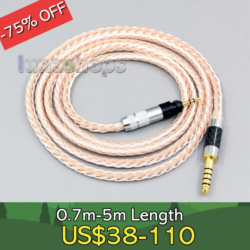 Кабель для наушников Shure SRH840, SRH940, SRH440, SRH750DJ LN005787, 3,5 мм, 4-полюсный, TRRS Re-Zero, балансный, 16-жильный, OCC, серебристый