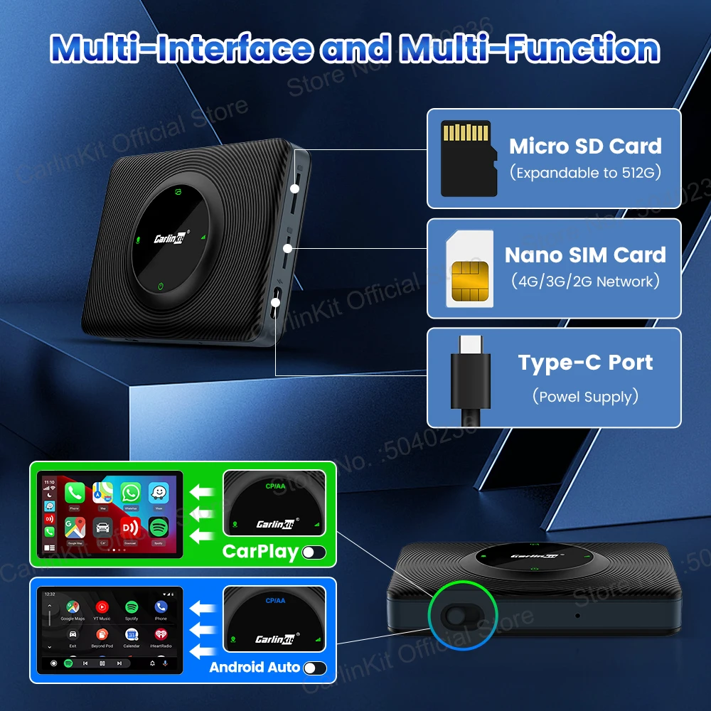 CarlinKit CarPlay Ai Box Android 13 SM6225 6125 дюймов 8 ядер 8G + 128G Smart TV беспроводной автоматическая