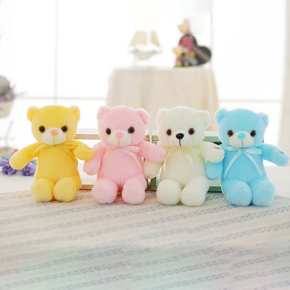 

30 см Мишка Тедди кукла ленточный медведь Ragdoll с подсветкой креативное освещение Мишка Тедди светодиодная красочная плюшевая игрушка подаро...