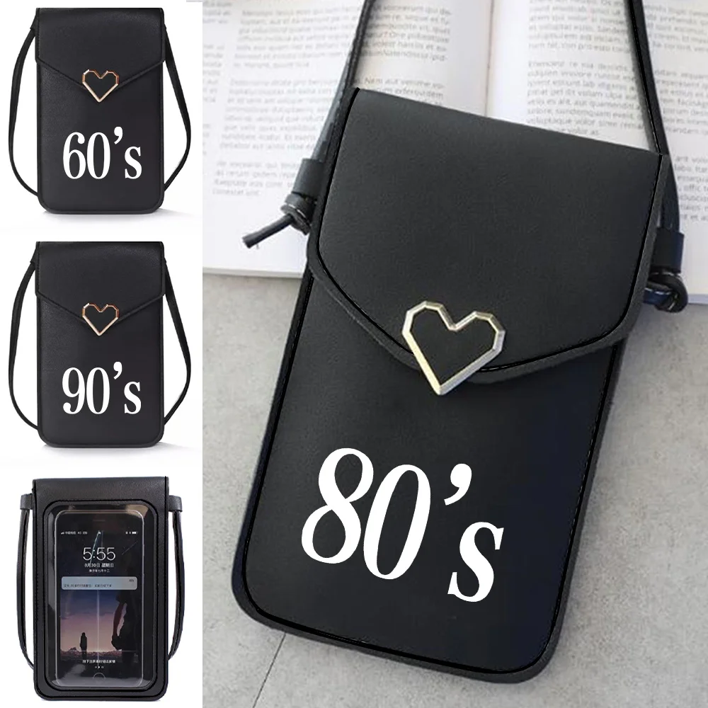 

New Small Mobile Phone Bags Pu Leather Wallets Card Bag Shoulder Messenger Pack Touch Screen Cell Phone Packet Years Print Purse