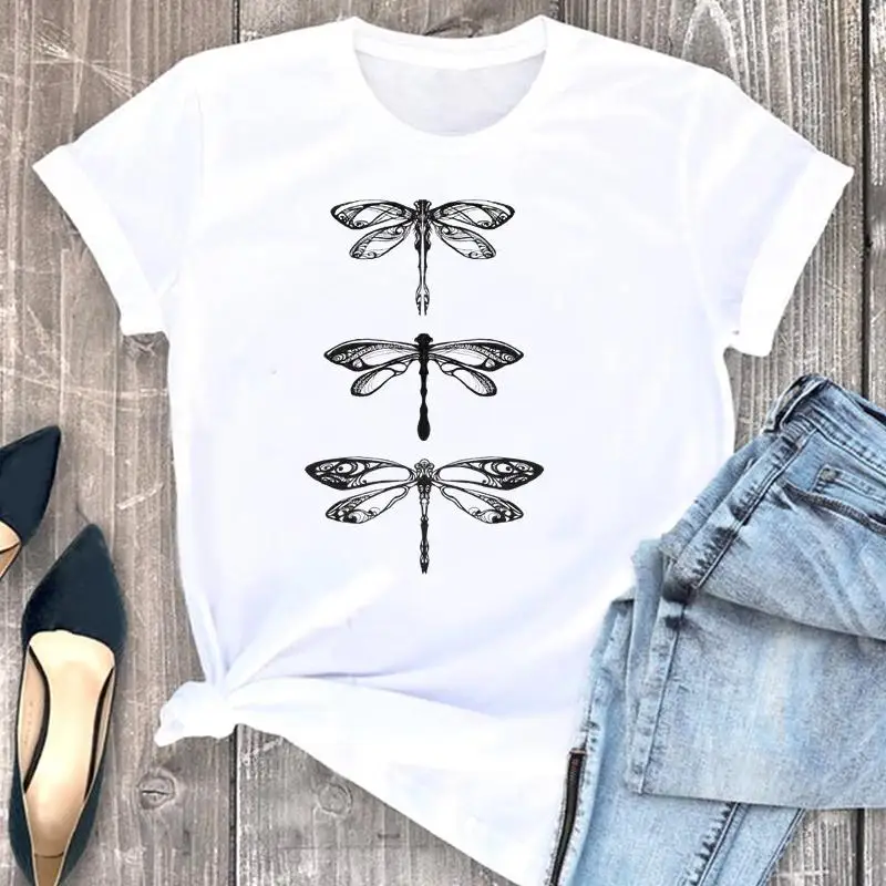 

Dragonfly Spring 90s Style Women Clothing Summer Top Clothes Fashion Short Sleeve Graphic Tee Female Casual Tshirt T-shirt