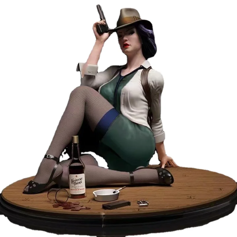 

1/24 Scale 55mm High Resin Figure Model Kit High Cold Black Angel Noir Private Detectiretro Nostalgic Version Self-Assembly toys