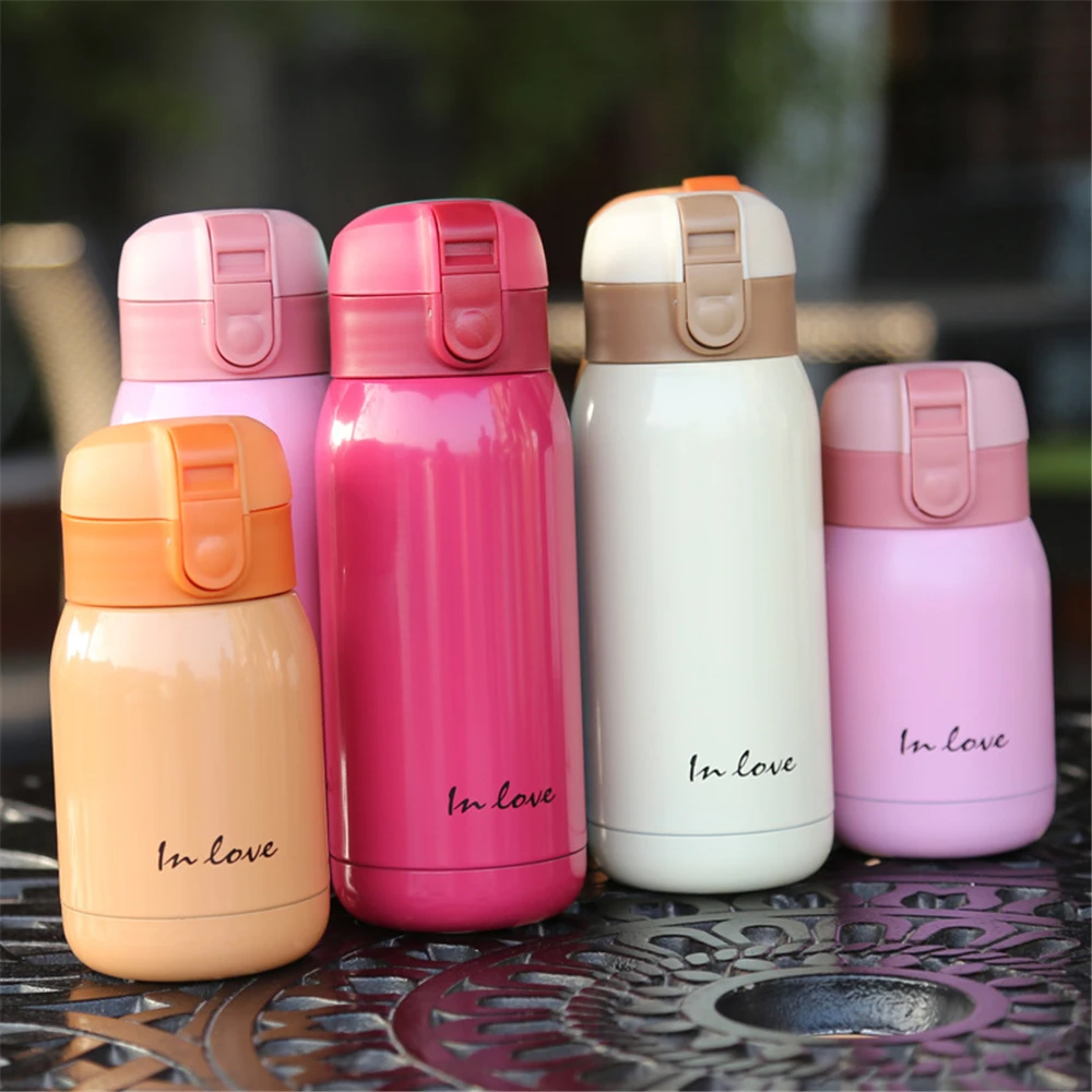 

200/360ml Mini Cute Thermos Water Bottle For Girls Stainless Steel Tea Coffee Mug 304 Stainless Steel Vacuum Flask Thermal Cup