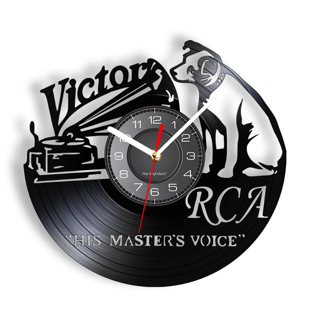 His Master's Voice Musical Dog Wall Clock Retro Album Home Decor Nipper Dog Vintage Vinyl Record Clock Rock n Roll Music Gift