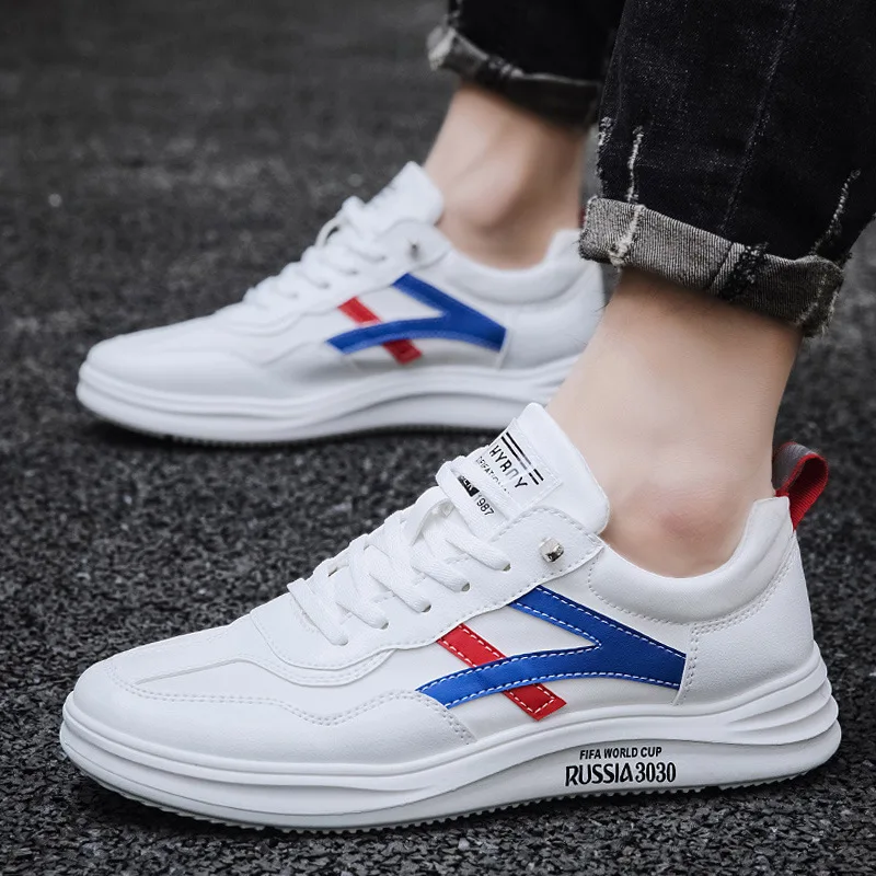 

Summer Men Casual Shoes Leather Breathable Fashion Plus Size Men Shoes Color Matching Men Luxury Sneakers White