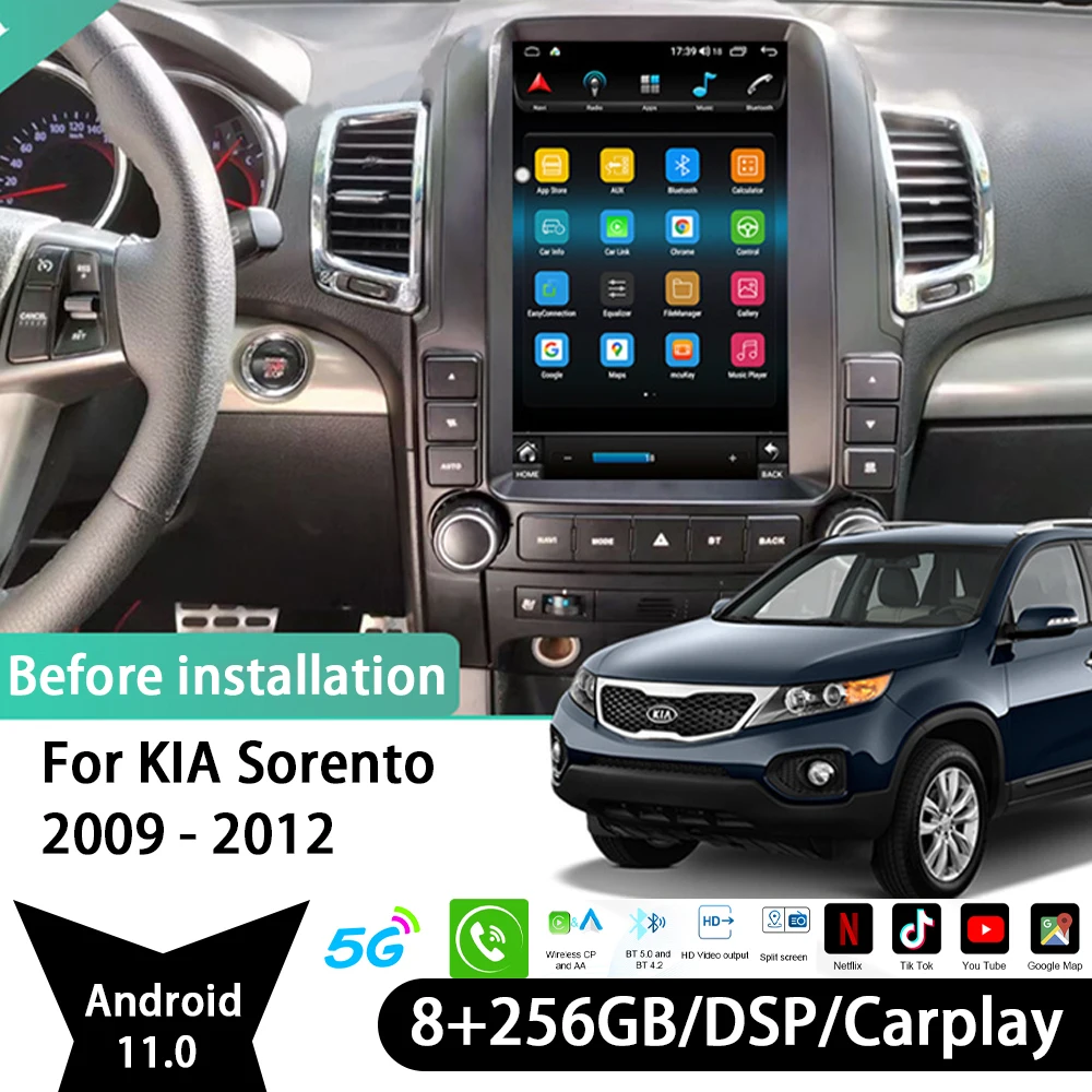 

Автомагнитола 2DIN для KIA Sorento 12,3-125, мультимедийный плеер с сенсорным экраном 2009 дюйма, GPS-навигацией, ОЗУ 8 ГБ, ПЗУ 2012 ГБ, Android 11