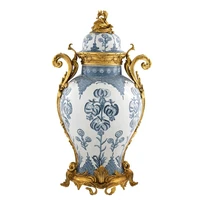 restaurant hotel project ceramics white brass decoration pieces antique porcelain jar with wholesale price home accessories