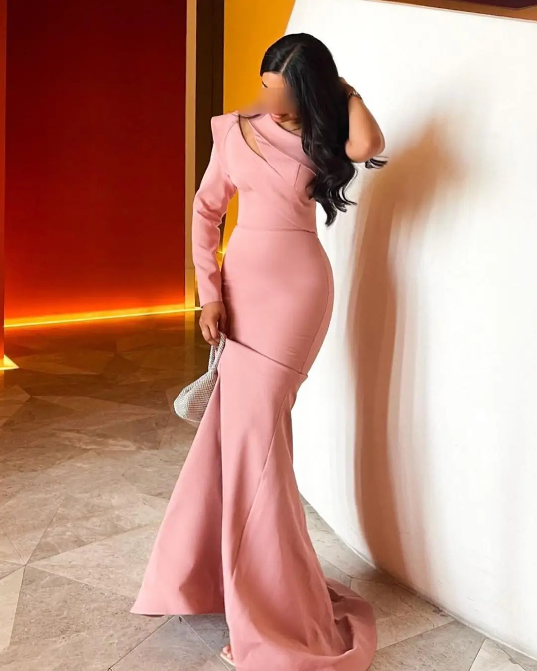 

Elegant Mermaid Dresses Evening Party Women Wear One Shoulder Long Sleeve Prom Dress Zipper Back Trumpet Vestidos Des Fiesta
