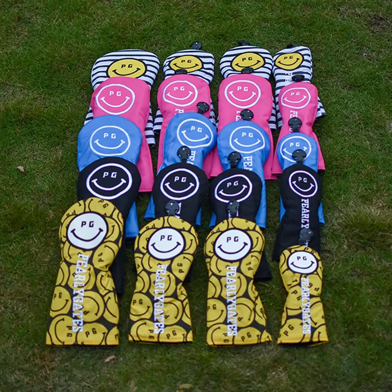 

Golf club head cover PG Smiley driver's fairway iron wood head cover velvet nylon complete head cover in multiple colors