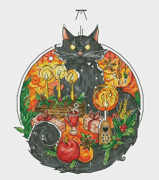 Набор для вышивки крестом сделай сам Хэллоуин черная кошка 44-34 набор 28 карат 14 32