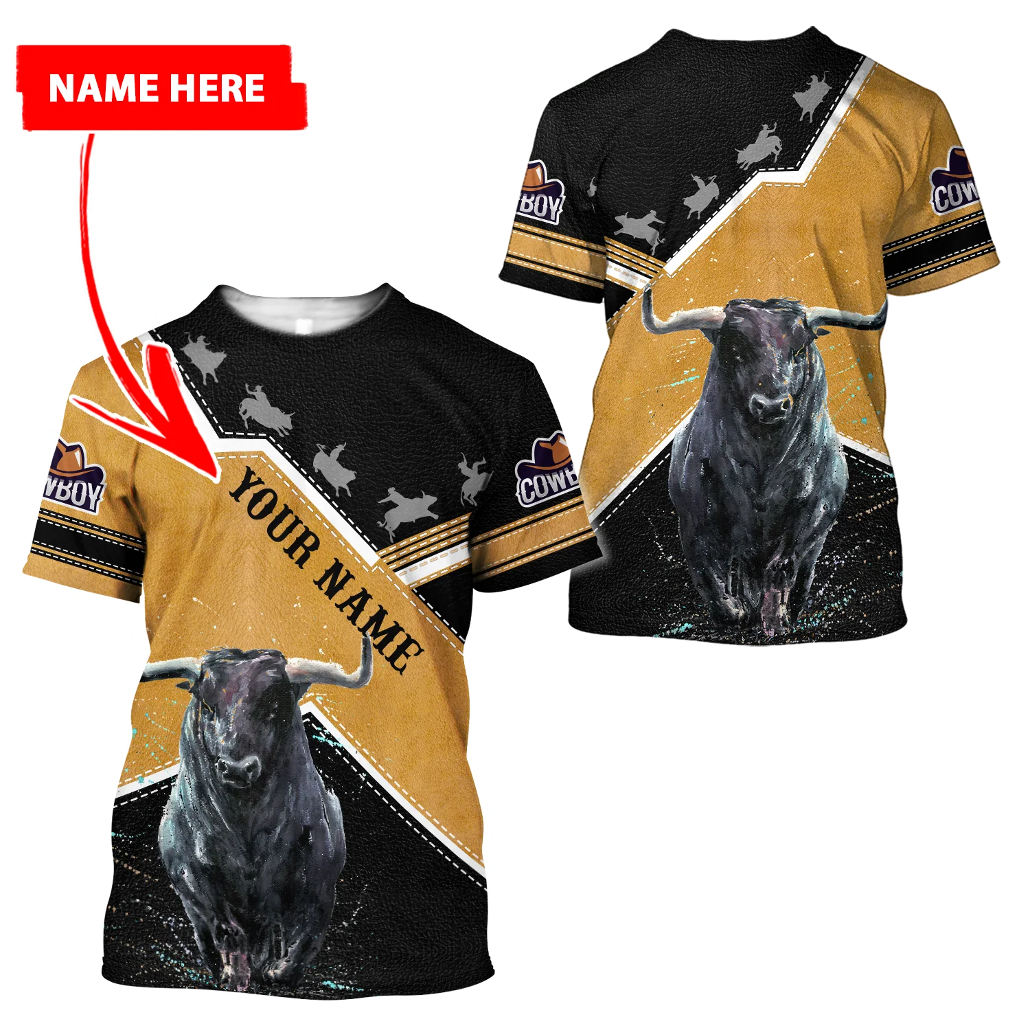 

2022 summer Fashion mens t shirt Personalized Name Bull Riding 3D Printed Unisex Tshirt street Casual sports T-shirt DW46