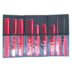 Набор гребней для стрижки волос парикмахерских, карбоновая Расческа для парикмахерских, с чехлом, 9 антистатических карбоновых гребней