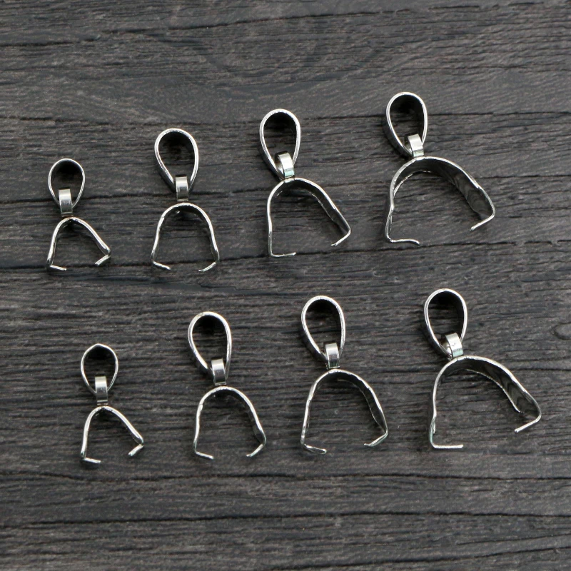 

50pcs/lot Stainless Steel Pendant Pinch Bail Clasps Necklace Hooks Clips Connector DIY Jewelry Making Findings Accessories