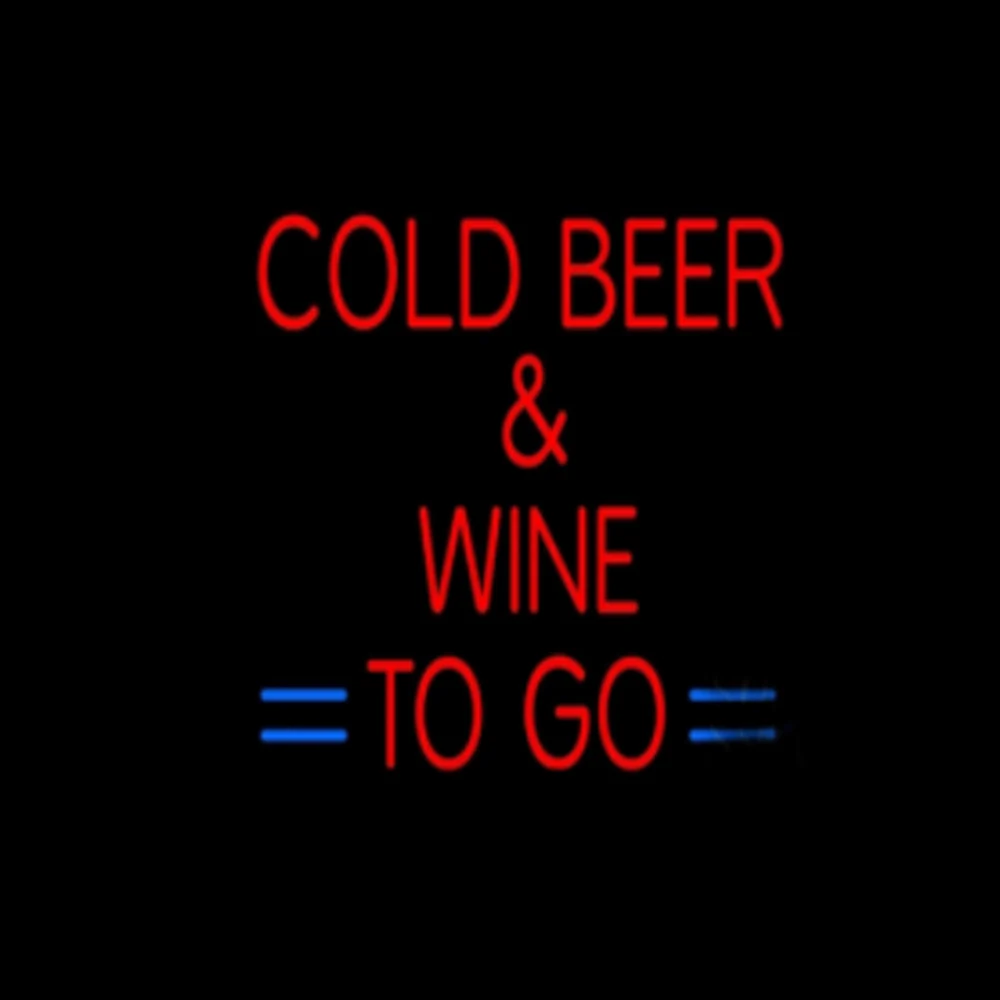 

Cold Beer And Wine To Go Neon Light Sign Custom Handmade Real Glass Tube Bar KTV Store Shop Decor Home Firm Display Lamp 14"X17"