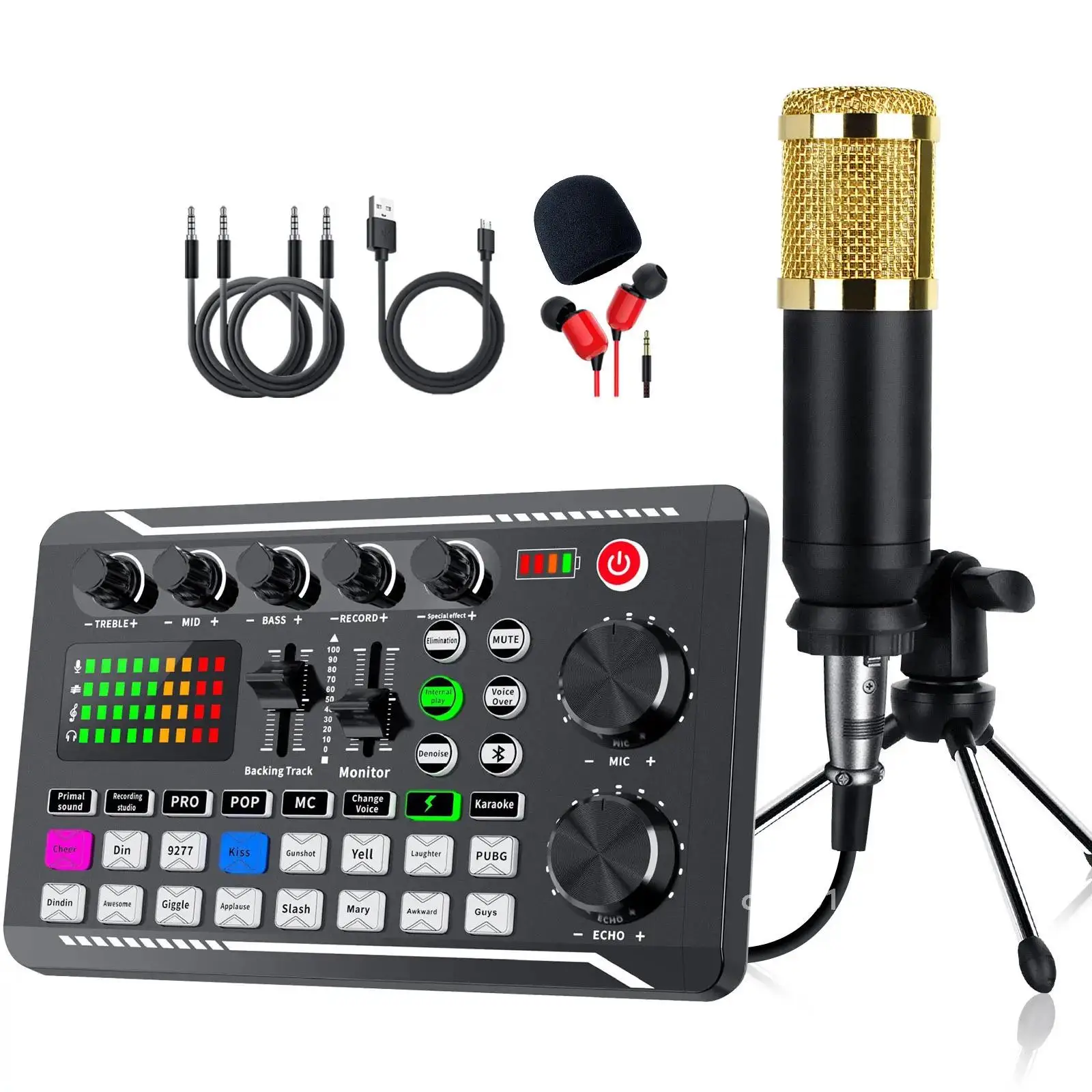 #DJ Equipment Microphone Sound Card Console Studio Kit Cable Phone Mixing Computer Live Voice Mixer F998