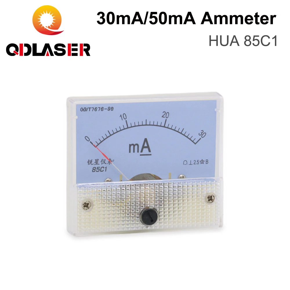 

QDLASER 30mA 50mA Ammeter HUA 85C1 DC 0-30mA 0-50mA Current Panel Amperometer Tester for CO2 Laser Engraving Machine