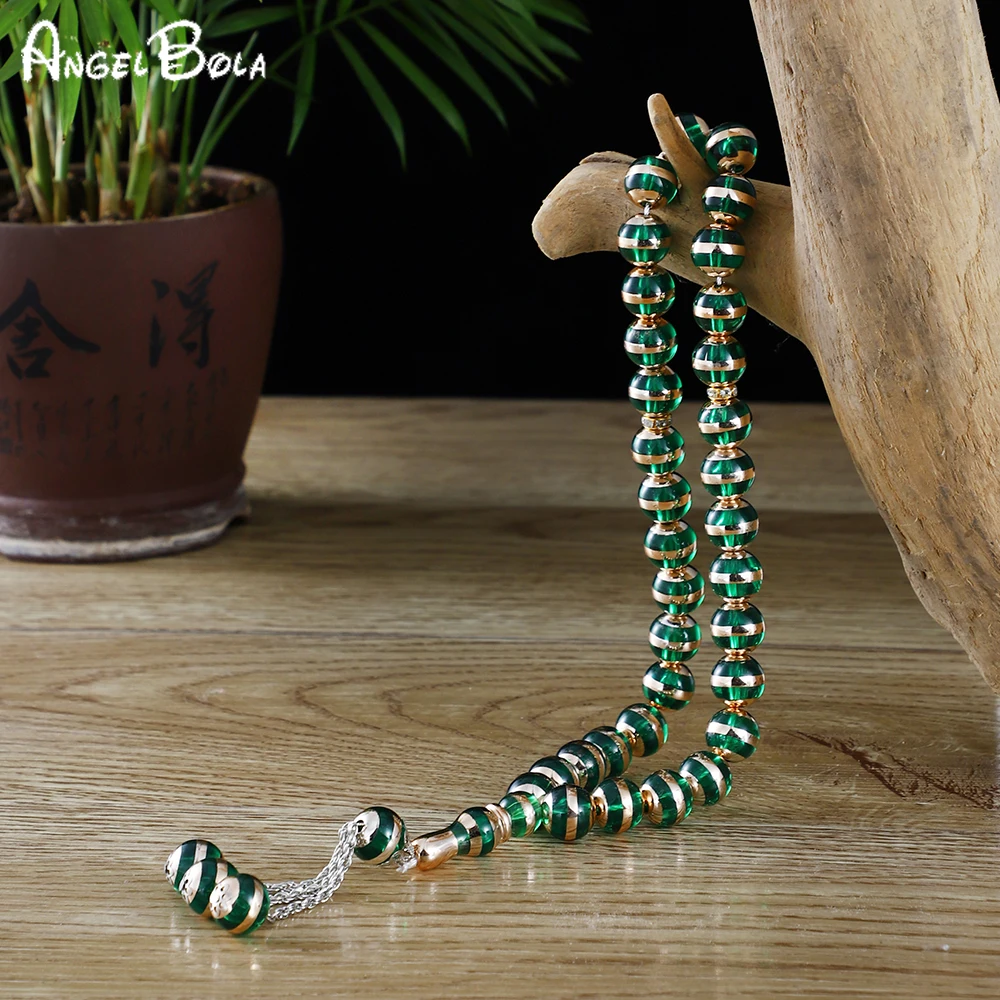 

10PCS Luxury Jewelry Wholesale 12mm Muslim Rosary Islamic Prayer Beads 33 Mohammad Rosary Tassel Pendant Bracelet