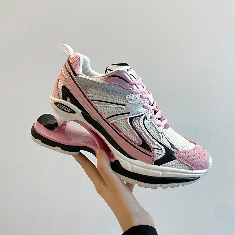 2023 New Women'S Shoes Sneakers Summer Shoes Thick Sole Increased Mesh Breathable Shock Absorption Suspension Leisure