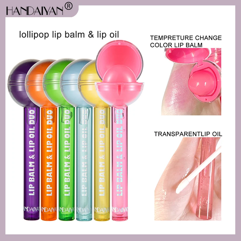 

HANDAIYAN Double-ended Lip Balm Lip Gloss Round Ball Natural Color-changing Moisturizing Lip Oil Lip Care Lips Makeup Cosmetic