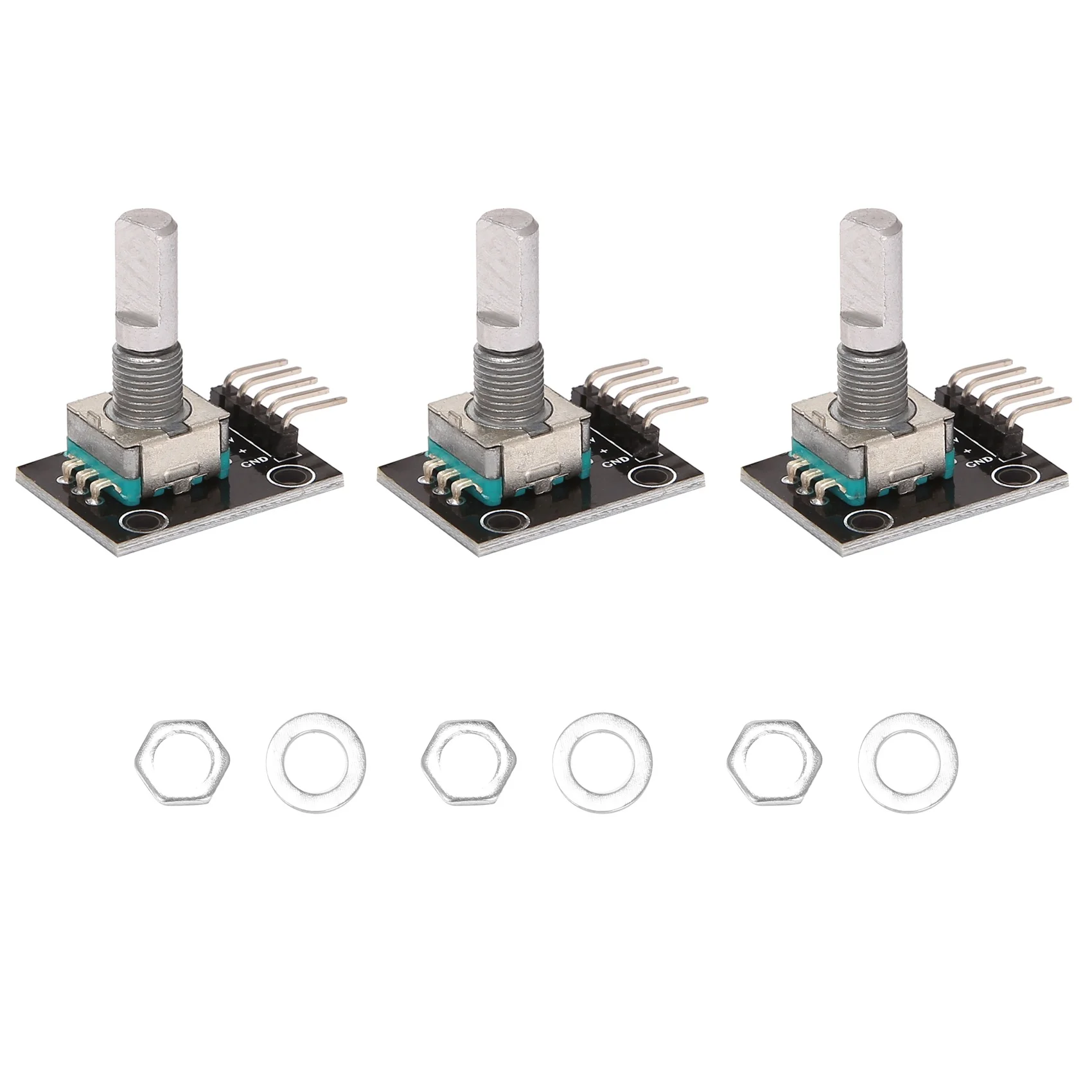 

3Pcs KY-040 Rotary Encoder Module with 15X16.5 mm Potentiometer Rotary Knob Cap for Arduino