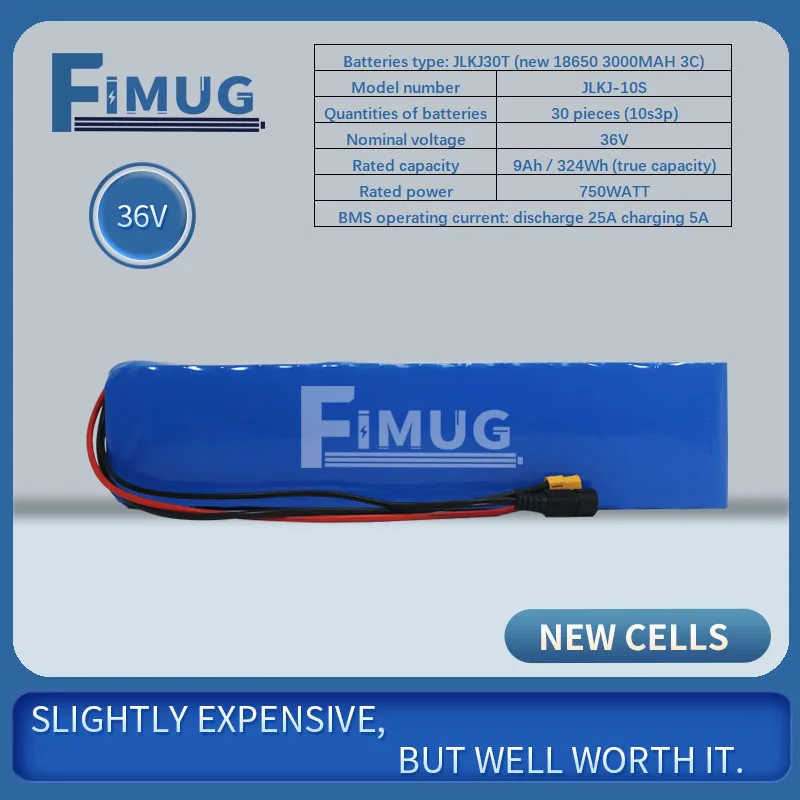 

FIMUG 10S3P 9Ah 36V lithium Battery Pack Brand New 18650 with 25A BMS for D1 D2 Electric Scooter Motorcycle Bicycle Motor