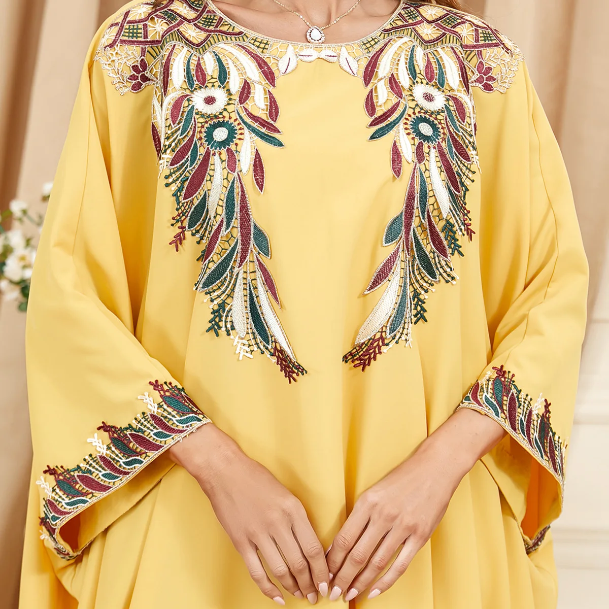 Ramadan African Yellow Dresses Islamic Clothing For Women Dubai Abaya Turkey Arabic Muslim Long Maxi Dress