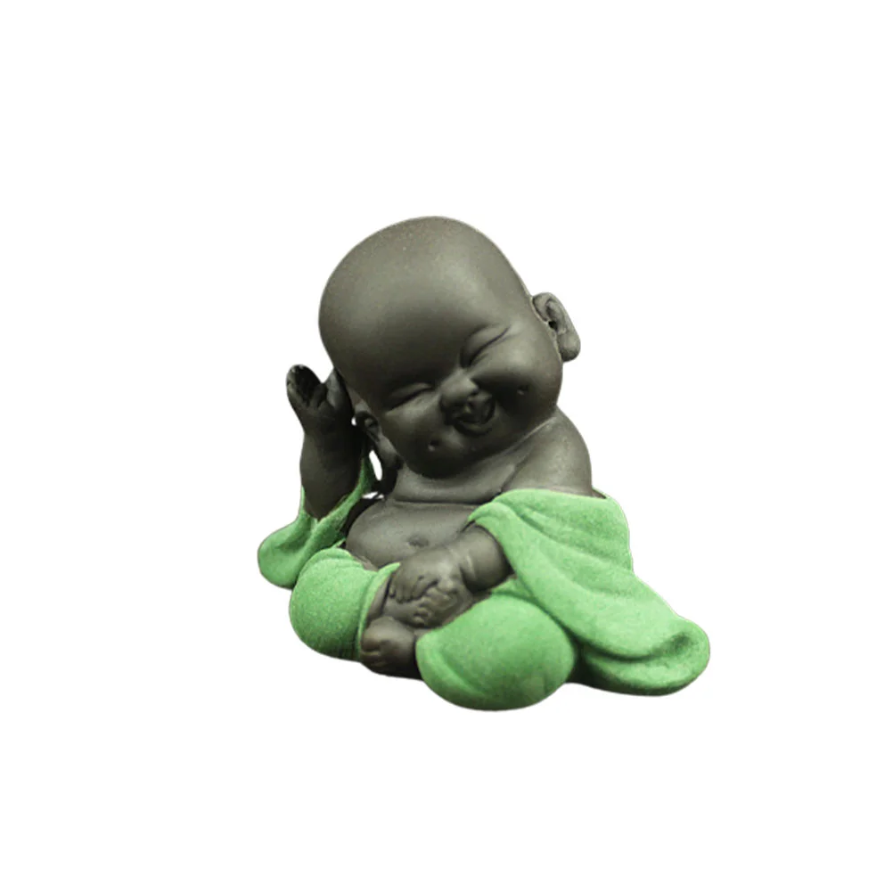 

Healifty Little Buddha Figurine Laughing Baby Buddha Statue Sculpture Lucky Gift Home Feng Shui Table Decorations Light Green