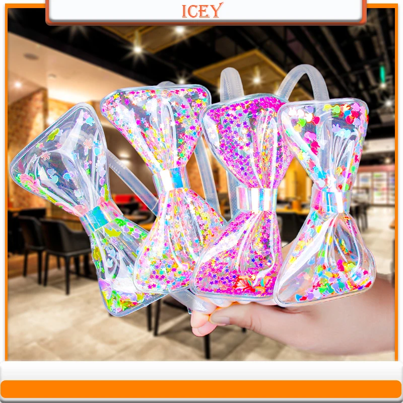 

1pc Transparent Quicksand Bows Hair Hoop Cute Colorful Sequins Hairbands for Girls Princess Hairpins Non-slip Hair Accessories