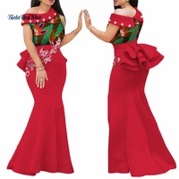 african print dresses for women bazin riche applique draped long dresses party vestidos traditional african clothing wy444
