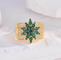 european court creative flower gold opening ring shiny zircon ladies luxurious vintage finger ring accessories