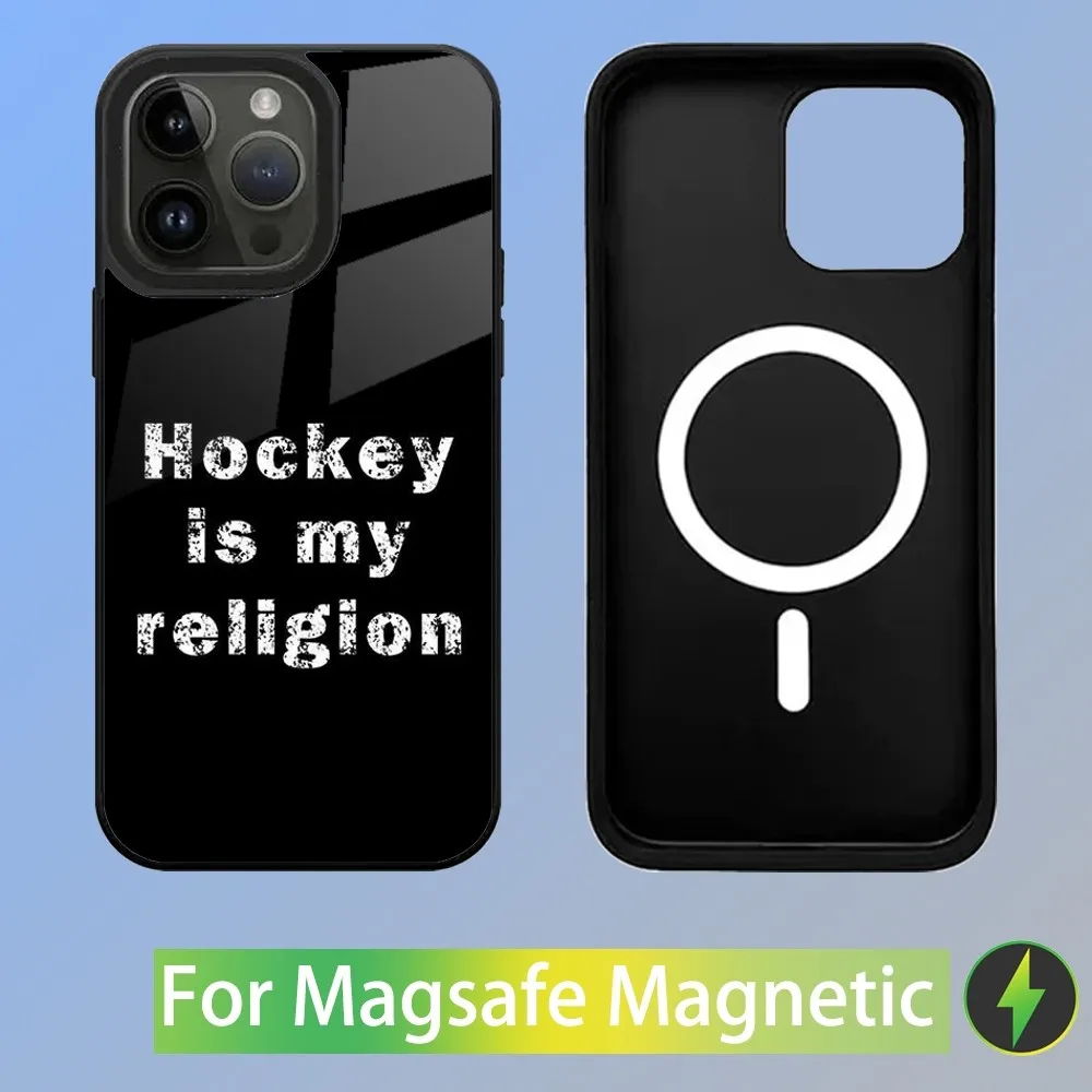Чехол для телефона хоккея с хоккеем и льдом iPhone 15 14 13 12 11 Plus Pro Max Mini Magsafe магнитная