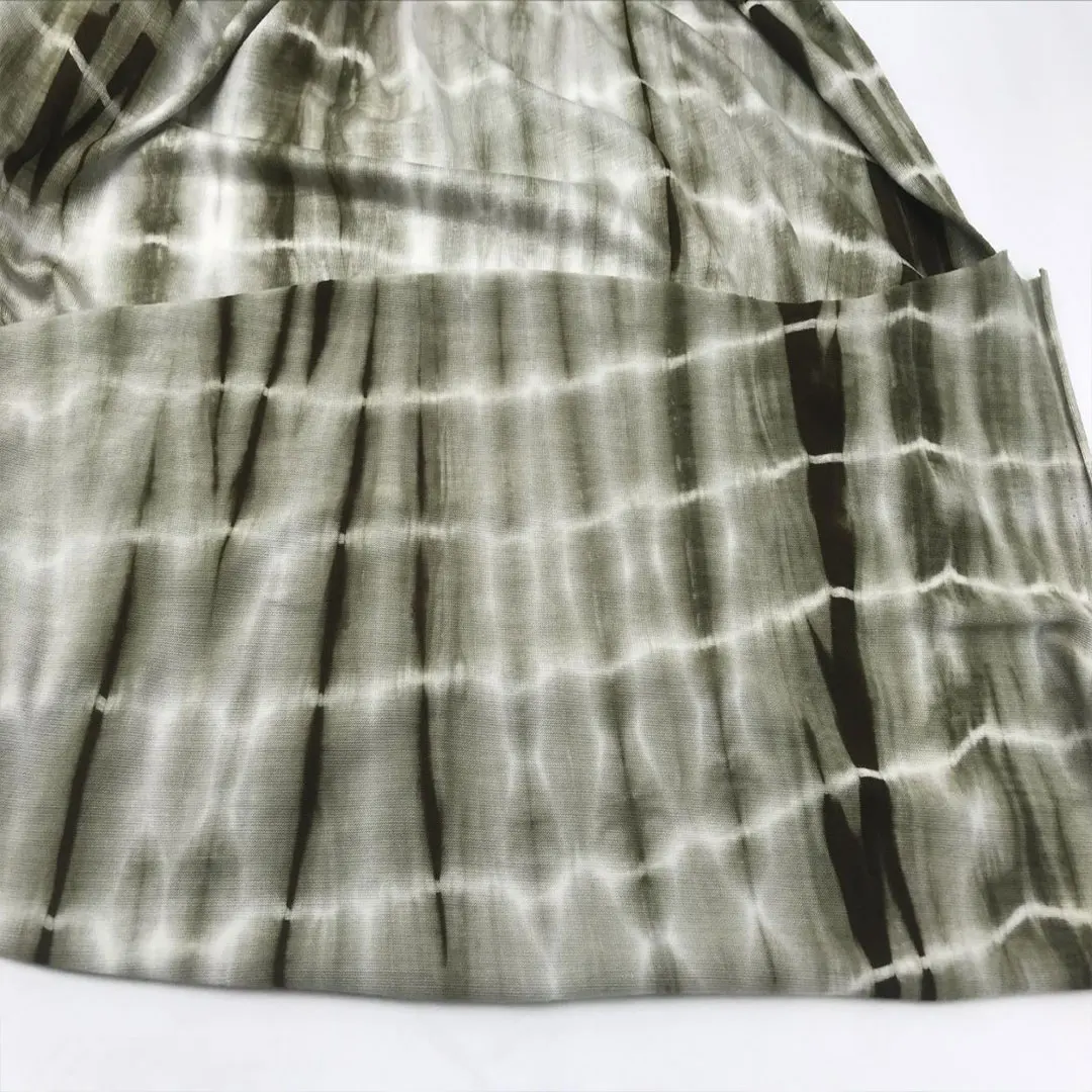 

Tie-dyed Cotton Spandex Jersey Fabric Brown-green Stripe 180g Smooth and Soft One-way High Elasticity Home Textile Sewing