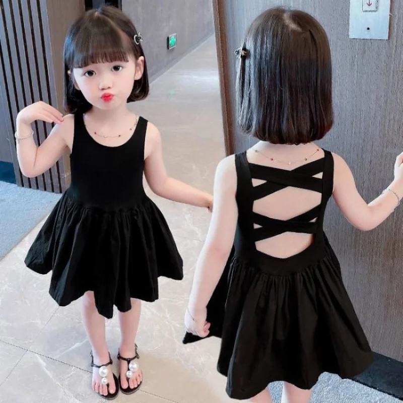 

Girls Dress Summer 2023 New Childrens Backless Casual Dress Clothing Princess Dresses Baby Girl Dress Kids Summer Dress 4-6y