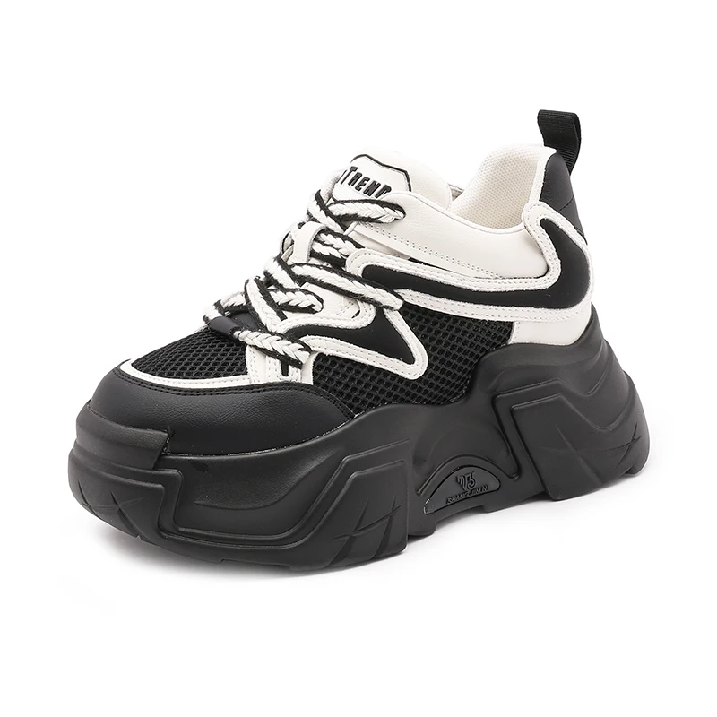 

Chunky Platform Sneakers Women 2023 New Leather Designer High Heeled Shoes Ladies Flats Casual Elegant Sports Shoes Thick Bottom