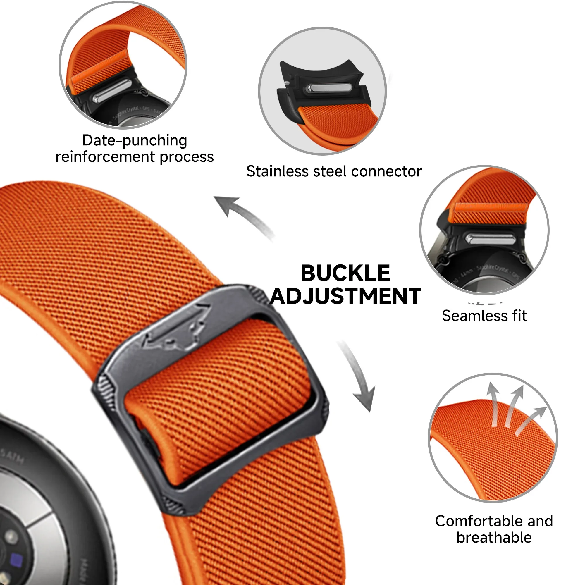 Nylon Band For Samsung Galaxy Watch 7 FE 5Pro 4 6 44 40mm QuickFit No Gaps Braided sport bracelet classic Strap