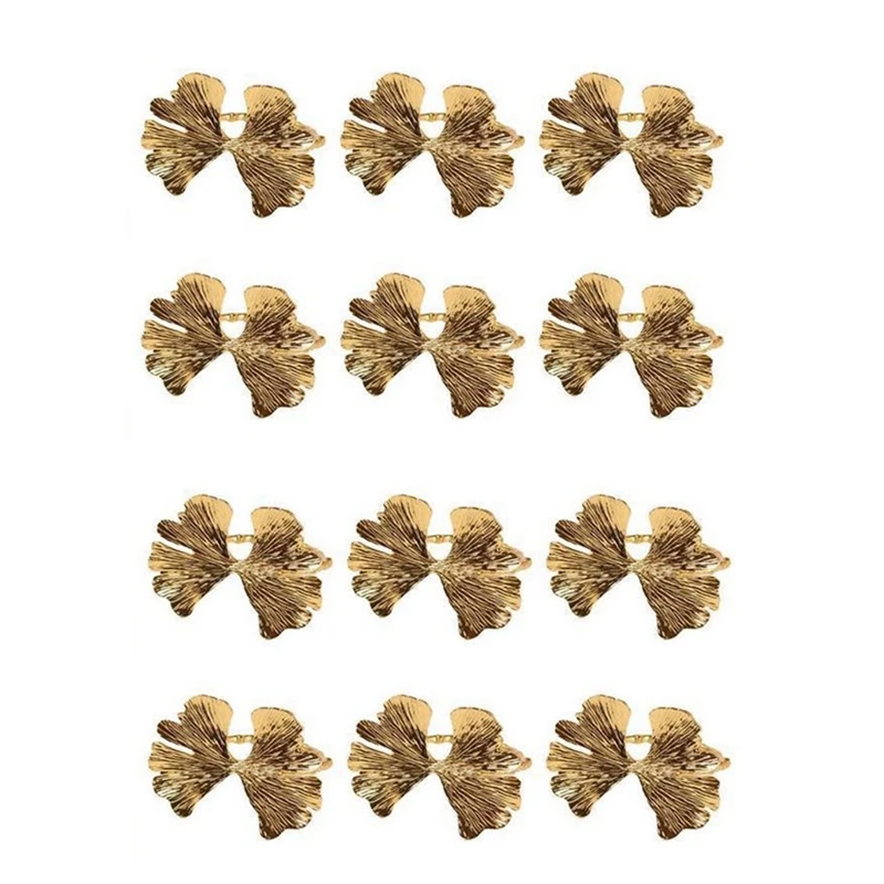 

12 шт., кольцо для салфеток в виде листьев гинкго