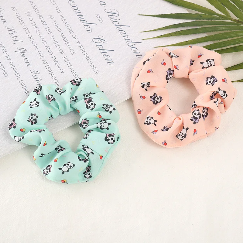 Оптовая продажа дешевые шифоновые эластичные резинки для волос с принтом панды