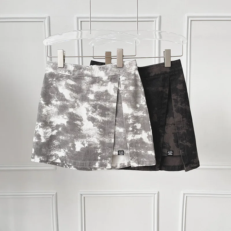 

2021 Summer Women Split New Sexy Camouflage A-line Skirts Female Slim Thin Print Cotton Mini Skirt Office Lady Commuter Clothing