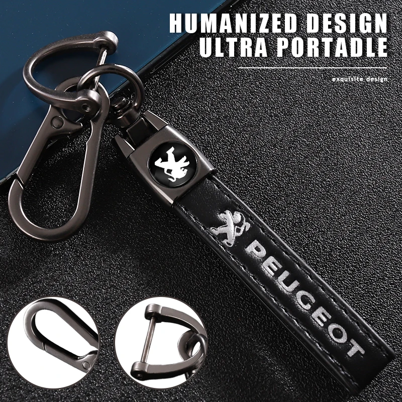 1 шт. автомобильный металлический брелок для ключей из тонкой кожи с эмблемой Peugeot