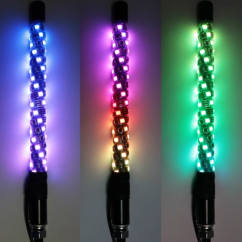 2 шт. 1 фут. Кнут фары для UTV ATV, спиральный RGB светодиодный кнут ...