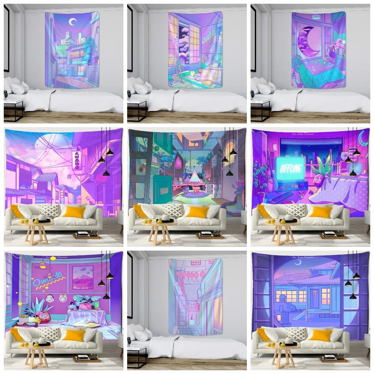 

Мультяшный аниме домашние гобелены настенная ведьма Tapiz Hippie Kawaii архитектура домашнее Искусство Декор комнаты