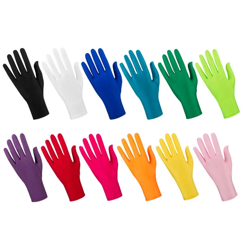 

1PC Girl Lady Spandex Short Finger Wrist Gloves Smooth Evening Party Formal Prom Costume Stretch Gloves Etiquette Glove