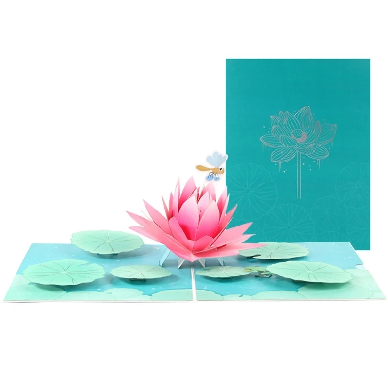

3D Mother Day Lotus Flower Greeting Card Grandmother Women Festival Card