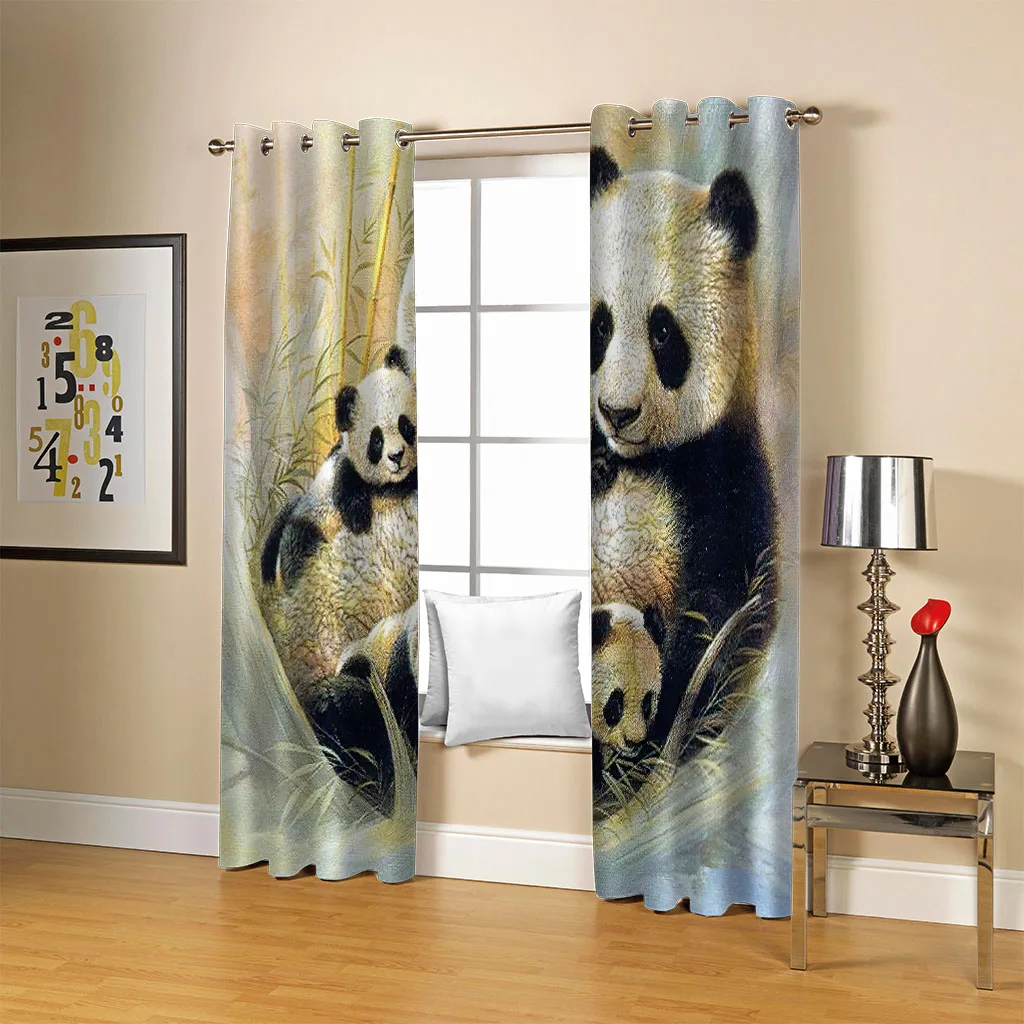 Индивидуальные шторы для гостиной 2 шт. животное панда цифровая печать домашние