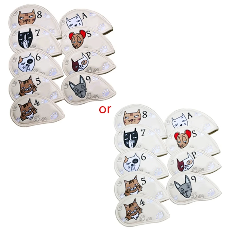 

9Pcs Leather Golf Iron for Head Cover Club Headcover Waterproof Golf Club for He