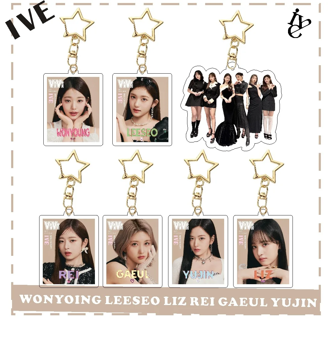 

Kpop Idol Acrylic Keychain IVE Yujin Gaeul New Key Chain Accessories Key Ring Pendant Keyring Gifts Fans Collection