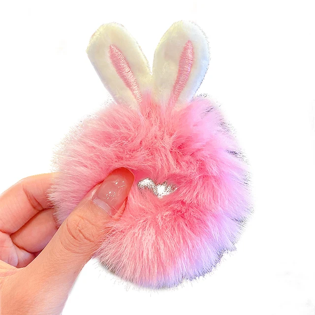 High Elastic Rubber Band Ladies Hair Accessories Candy Color Plush Bunny Ears Hair Tie Rabbit Ear Hair Rope Elastic Ornaments 4