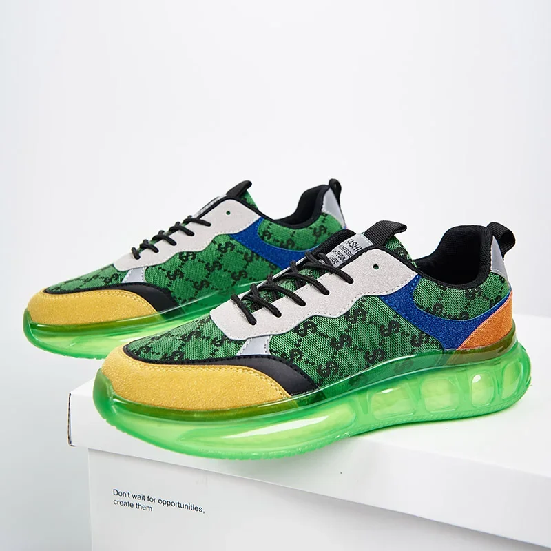 

Мужские повседневные кроссовки, зеленые Дизайнерские кроссовки на платформе, удобная дышащая обувь для тренировок, 2023