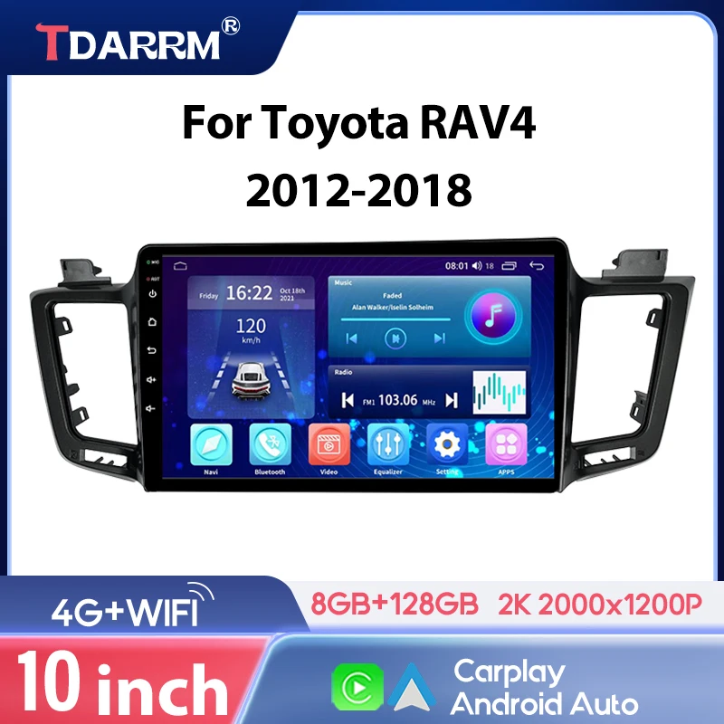 Фото TDARRM 16-контактный беспроводной CarPlay Android Auto радио для Toyota RAV4 RAV 4 2012-2018 4G Автомобильный мультимедийный GPS 2din авторадио №1
