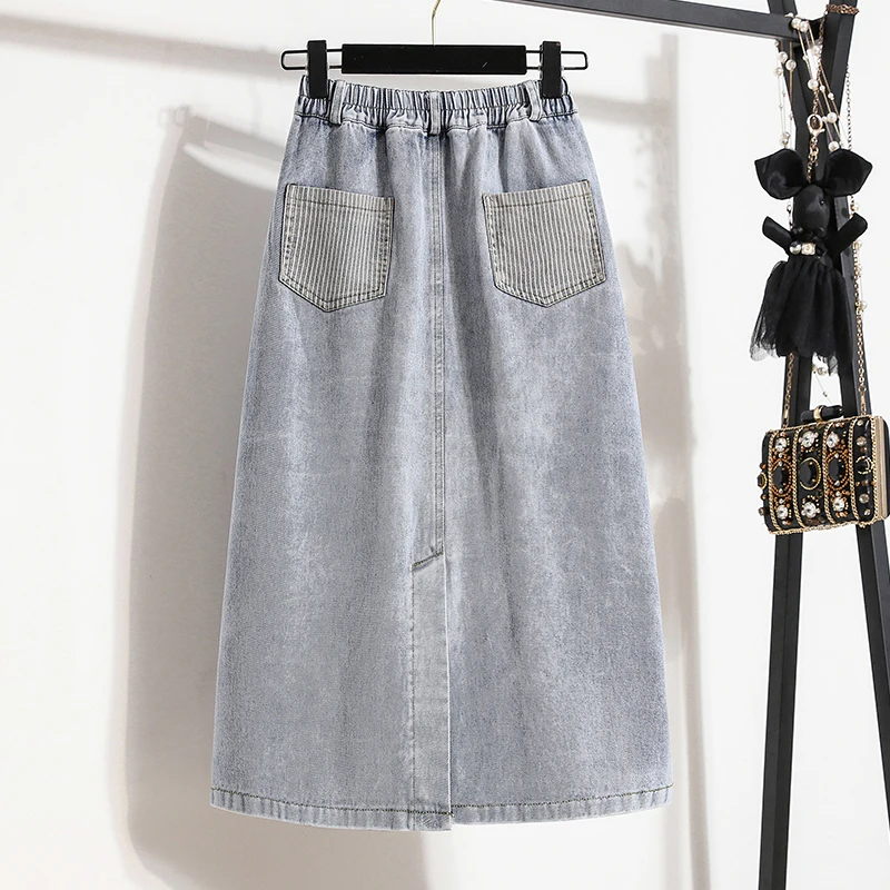 Весенне-летняя джинсовая юбка с разрезом женская одежда ковбойская в стиле ретро